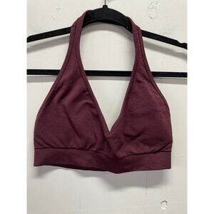 Young LA Women's Padded Halter Sports Bra Medium Maroon Color Activewear